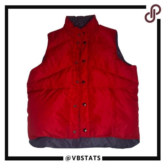 Camel Goosedown Reversible Vinatage Puffer Vest in Gray / Red Size Medium - Picture 2 of 6